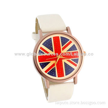 New Fashionable Elegant Round Dial Analog Watch with Genuine Leather Strap